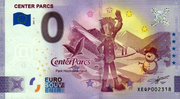center parcs 2021-2 0 euro souvenir banknotes germany