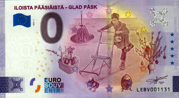iloista paasiaista – glad pask 2022-1 0 euro souvenir finland suomi banknote