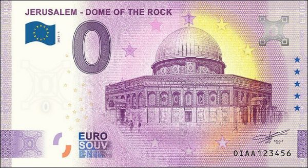 jerusalem – dome of the rock 2022-1 0 euro souvenir banknote israel