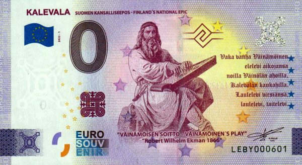 kalevala 2022-1 0 euro souvenir banknotes finland suomi