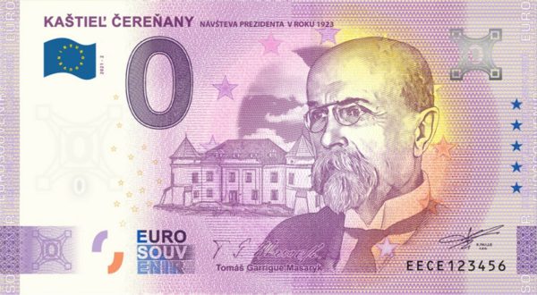 kastiel cerenany 2021-2 0 euro souvenir bankovka slovensko zeroeuro