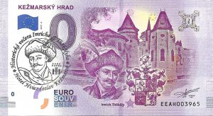 kezmarsky hrad 2019-2 peciatka 0 euro souvenir banknote slovakia bankovka slovensko imrich thokoly