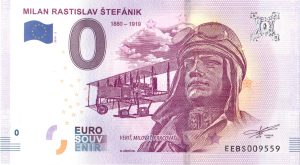 milan rastislav stefanik 2019-2 0 euro souvenir bankovka slovensko