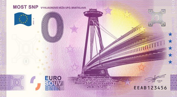 most snp 2022-6 0 euro souvenir bankovka slovensko ufo bratislava