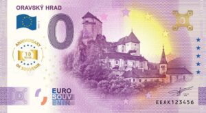 oravsky hrad 2025-2 anniversary 0 euro souvenir slvensko bankovka
