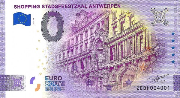 shopping stadsfeestzaal antwerpen 2021-1 0 euro souvenir banknotes belgium