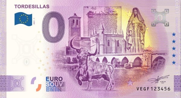 tordesillas 2021-1 0 euro souvenir spain banknotes