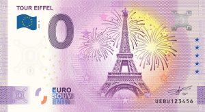 tour eiffel 2021-6 0 euro souvenir banknotes france paris