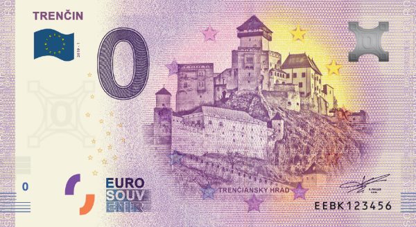trencin 2019-1 0 euro souvenir bankovka slovensko banknote slovakia trenciansky castle