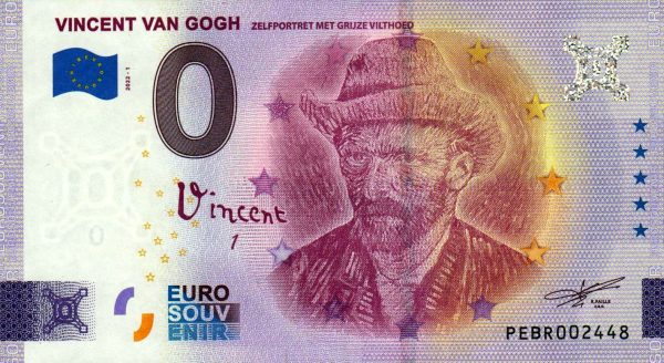 vincent van gogh 2022-1 0 euro souvenir banknotes netherland