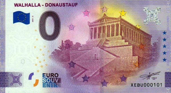 walhalla – donaustauf 2021-3 0 euro souvenir banknotes germany
