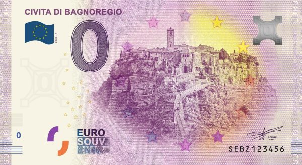 zero euro Civita di Bagnoregio 2020-1 0 euro souvenir italy