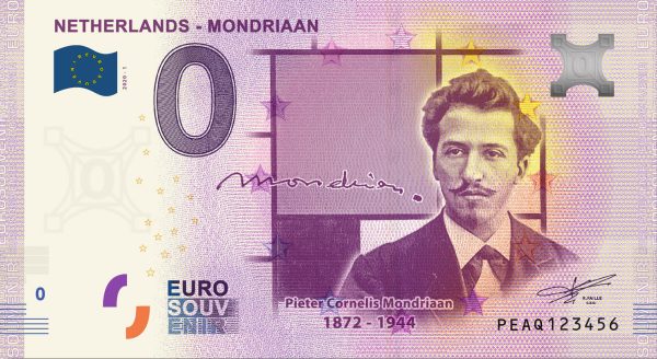 zero euro Netherlands – Mondriaan 2020-1 0 euro banknote piet mondriaan