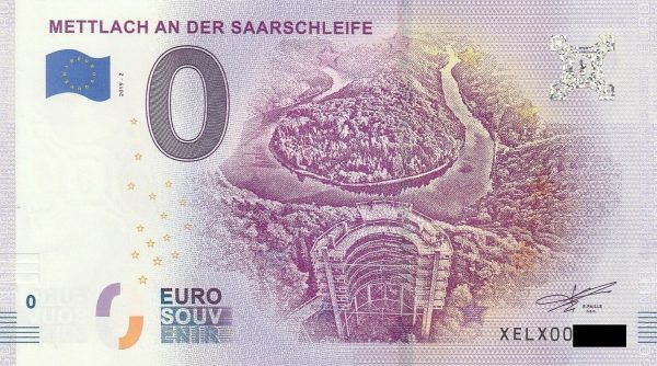 zero euro souvenir Mettlach an der Saarschleife 2019-2 0 euro banknote germany
