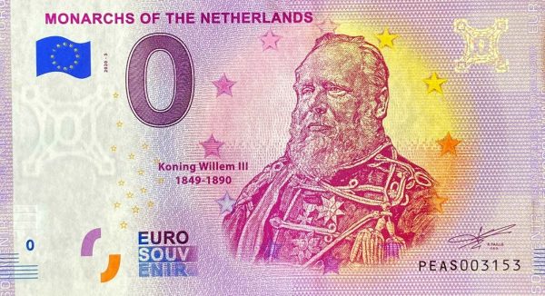 zero euro souvenir Monarchs of the Netherlands 2020-5 0 euro banknotes