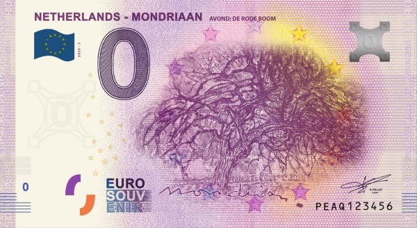 zero euro souvenir Netherlands – Mondriaan 2020-2 0 eurove bankovky