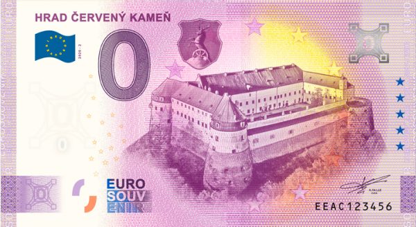 zero euro souvenir banknotes slovaka Hrad Červený kameň 2020-2 new design