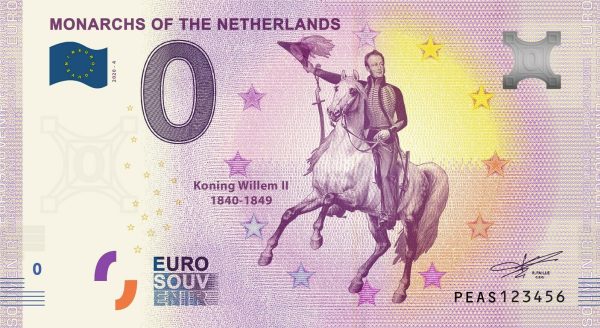 zero eurosouvenir Monarch of the Netherlands 2020-4 0 euro baknotes