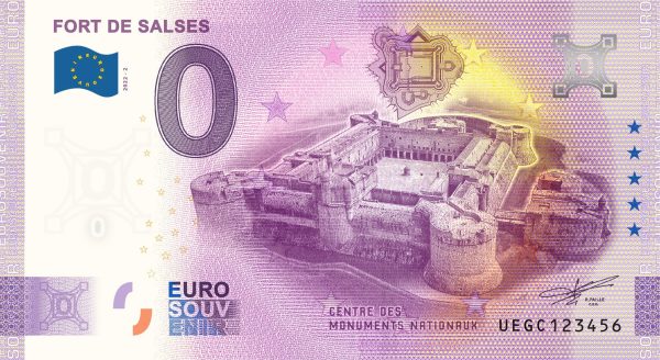 zeroeuro souvenir Fort de Salses 2022-2 0 euro banknotes france